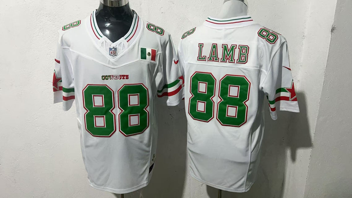 Jersey Bordado Vaqueros Dallas Cowboys Edicion Especial Mexico White CeeDee Lamb 88