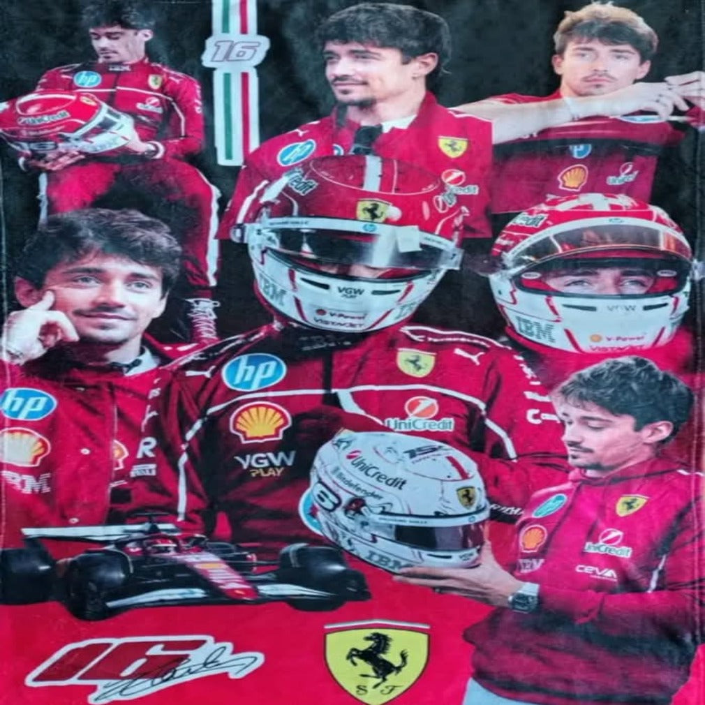Cobija Frazada Ultra Suave Charles Leclerc 16 Collage Rojo