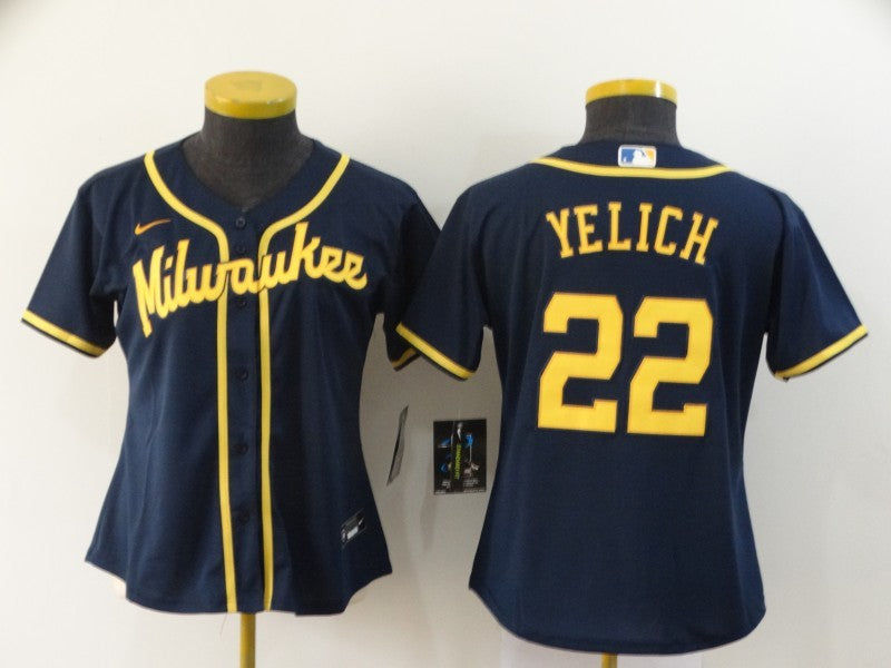 Jersey Bordado Cerveceros Milwakee Brewers Edicion Especial Mujer Dama Navy