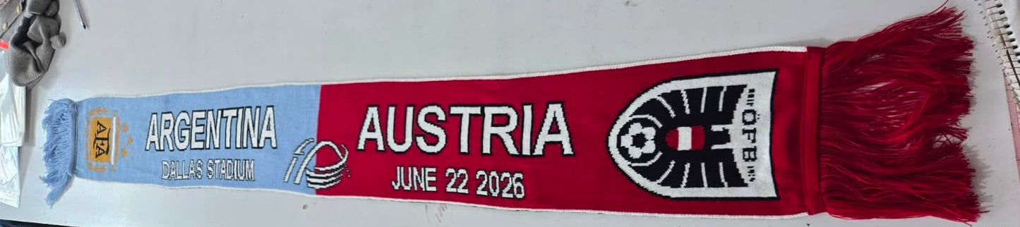 Bufanda Futbol Mundial 2026 Partido Argentina vs Austria 22 Junio Dallas