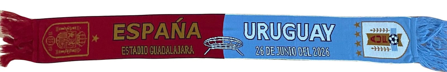 Bufanda Partido España vs Uruguay Mundial Futbol 26 Jun 2026 Guadalajara