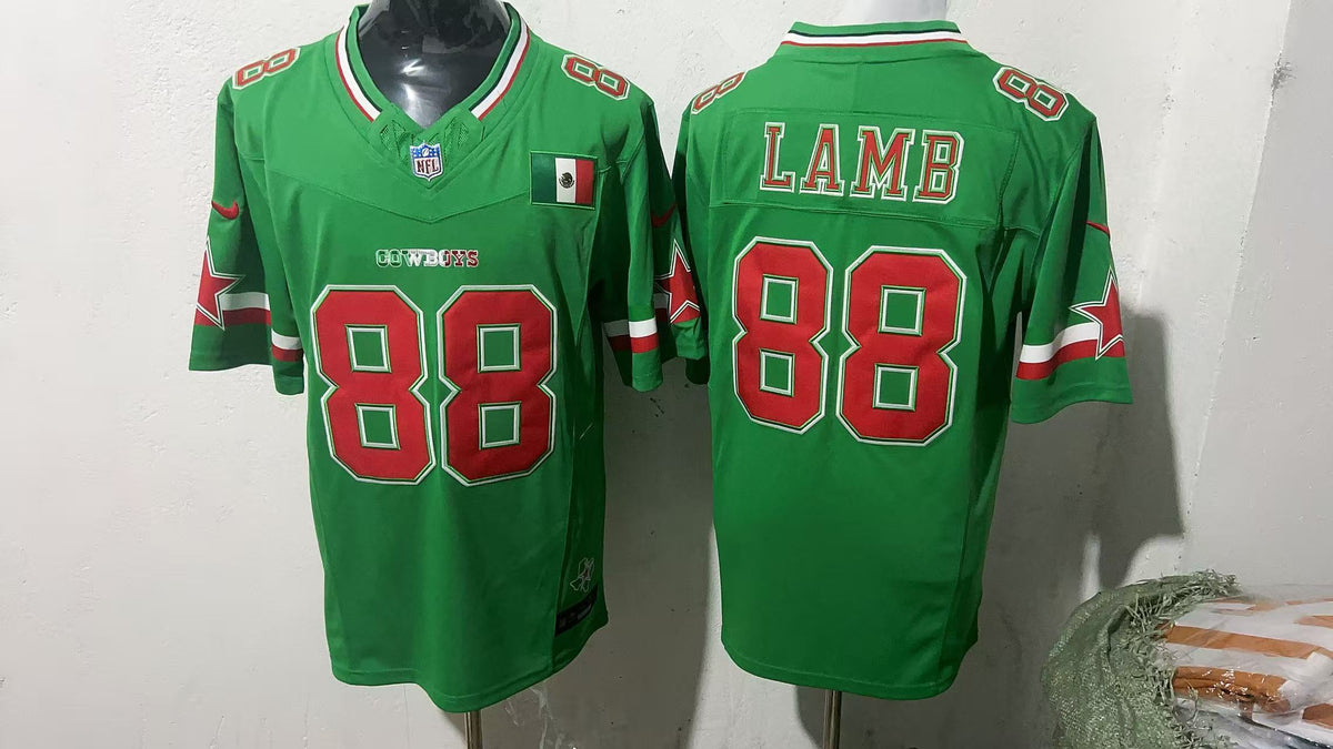 Jersey Bordado Vaqueros Dallas Cowboys Edicion Especial Mexico Green CeeDee Lamb 88