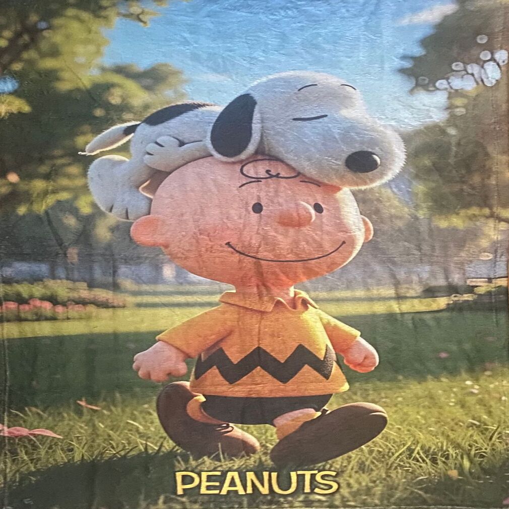 Cobija Frazada Ultra Suave Charlie Brown Snoopy 3D