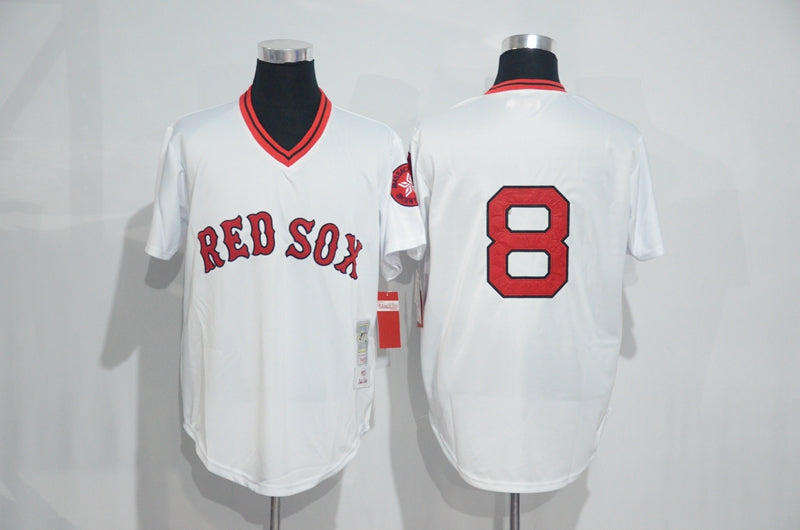 Jersey Bordado Boston Red Soxs Medias Rojas Edicion Especial Bateo Cerrada Blanca