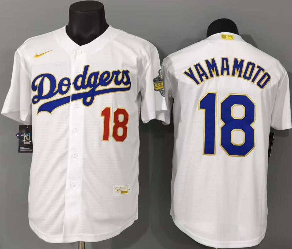 Jersey Bordado Los Angeles Dodgers Edicion Especial Deluxe Blanco