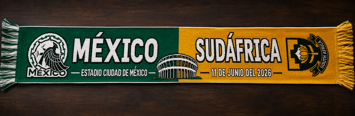 Bufanda Partido Mexico vs Sudafrica 11 Jun 2026 CDMX Doble Vista