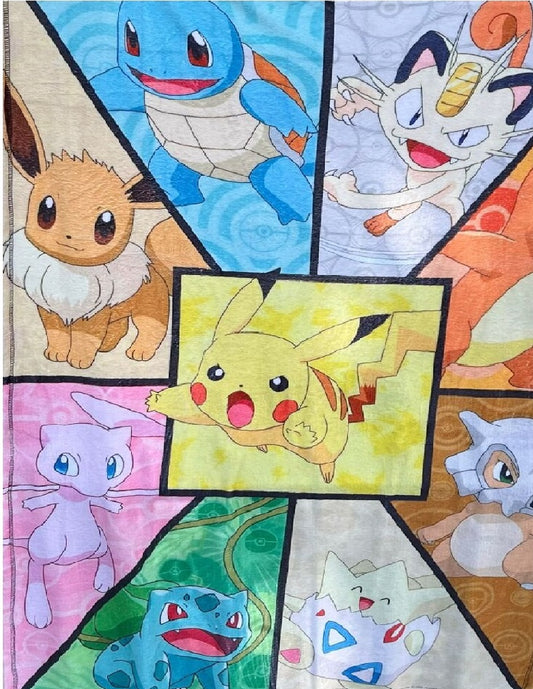 Cobija Frazada Ultra Suave Pokemon Collage Pentagono
