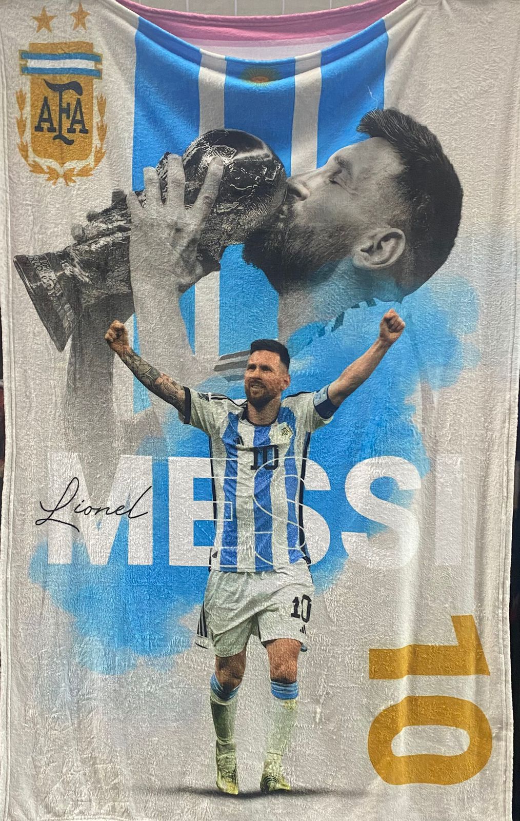 Cobija Frazada Ultra Suave Messi 10 Argentina Blanca