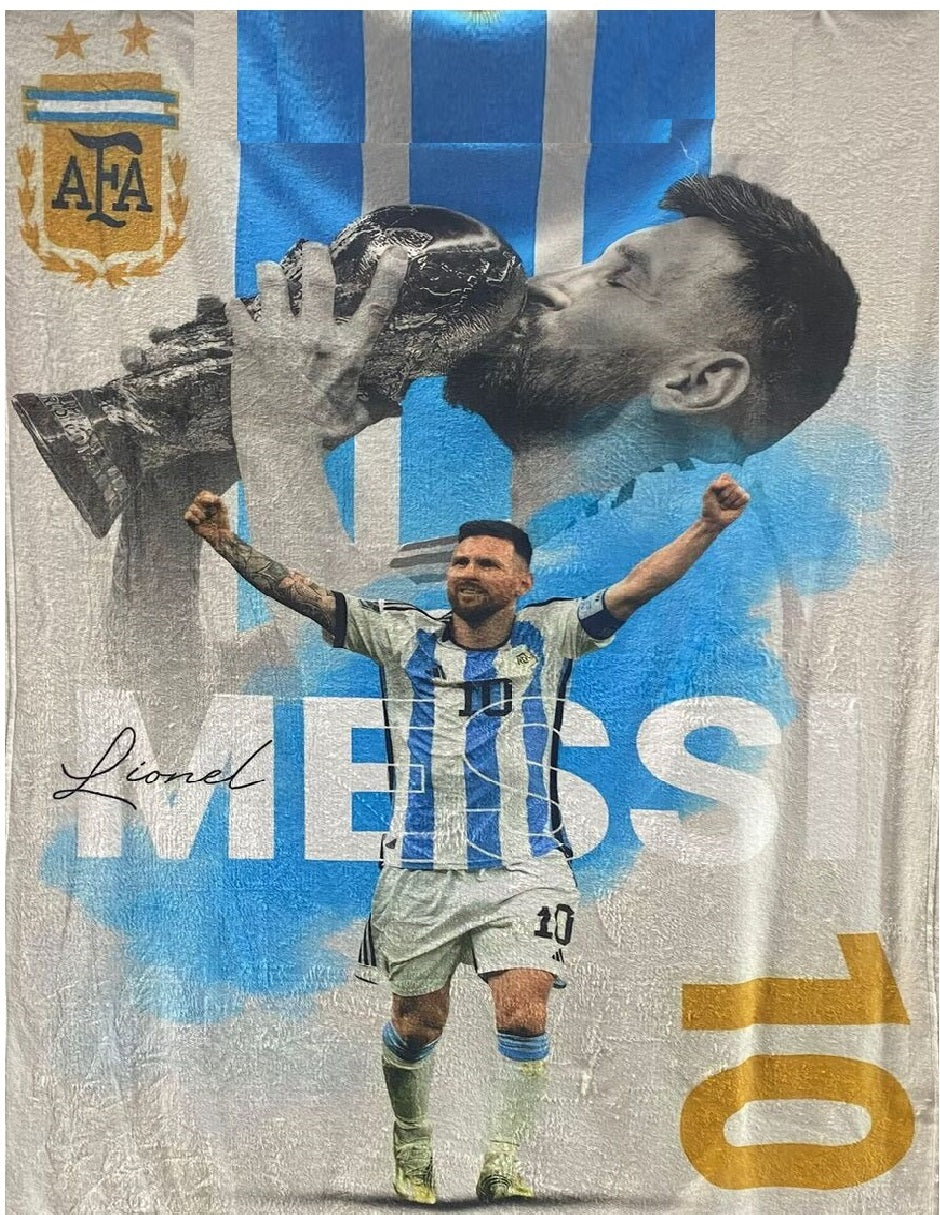 Cobija Frazada Ultra Suave Messi 10 Argentina Blanca
