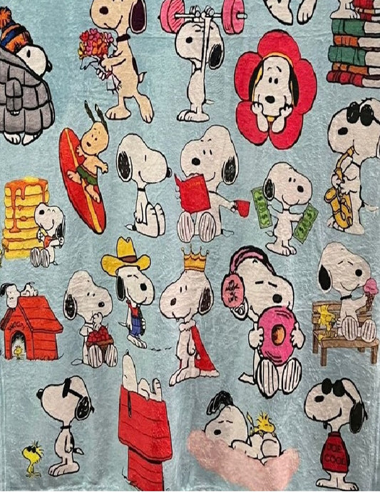 Cobija Frazada Ultra Suave Snoopy Collage Azul