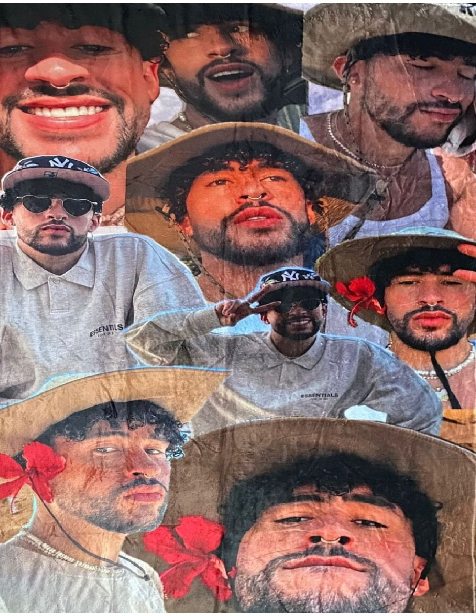 Cobija Frazada Ultra Suave Bad Bunny Collage
