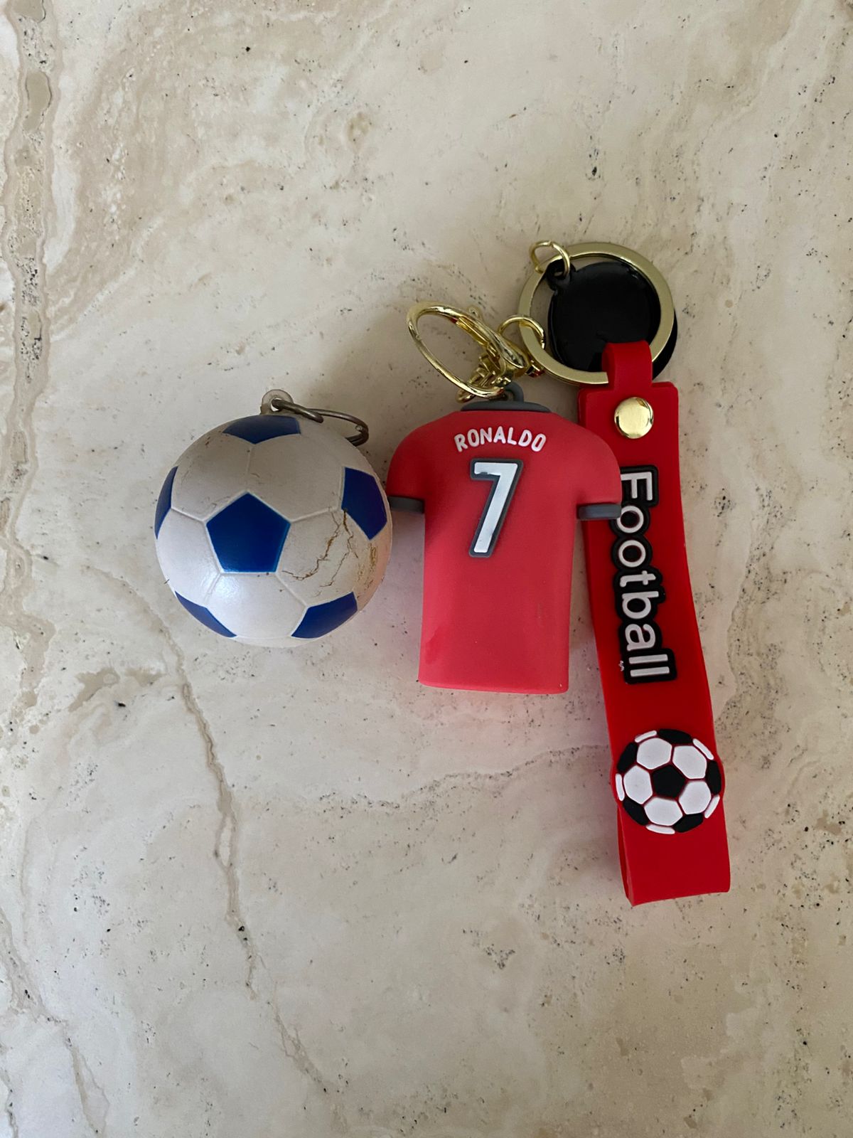 Llavero Jersey Camiseta Cristiano Bicho 7 Portugal con Balon 2 pack