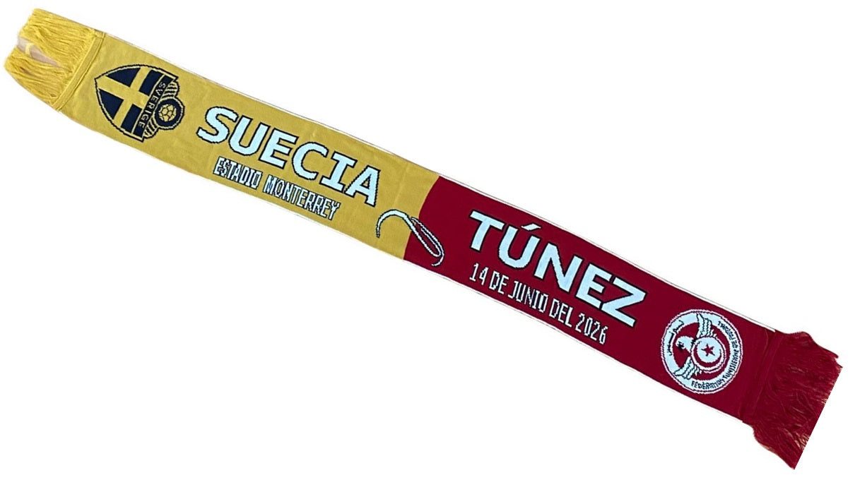 Bufanda Mundial 2026 Partido Suecia vs Tunez Monterrey