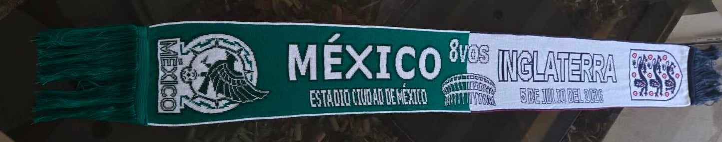 Bufanda Futbol Mundial 2026 Partido Mexico vs Inglaterra 05 Jul CDMX