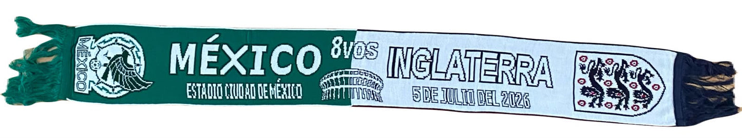 Bufanda Futbol Mundial 2026 Partido Mexico vs Inglaterra 05 Jul CDMX
