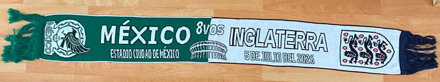 Bufanda Futbol Mundial 2026 Partido Mexico vs Inglaterra 05 Jul CDMX