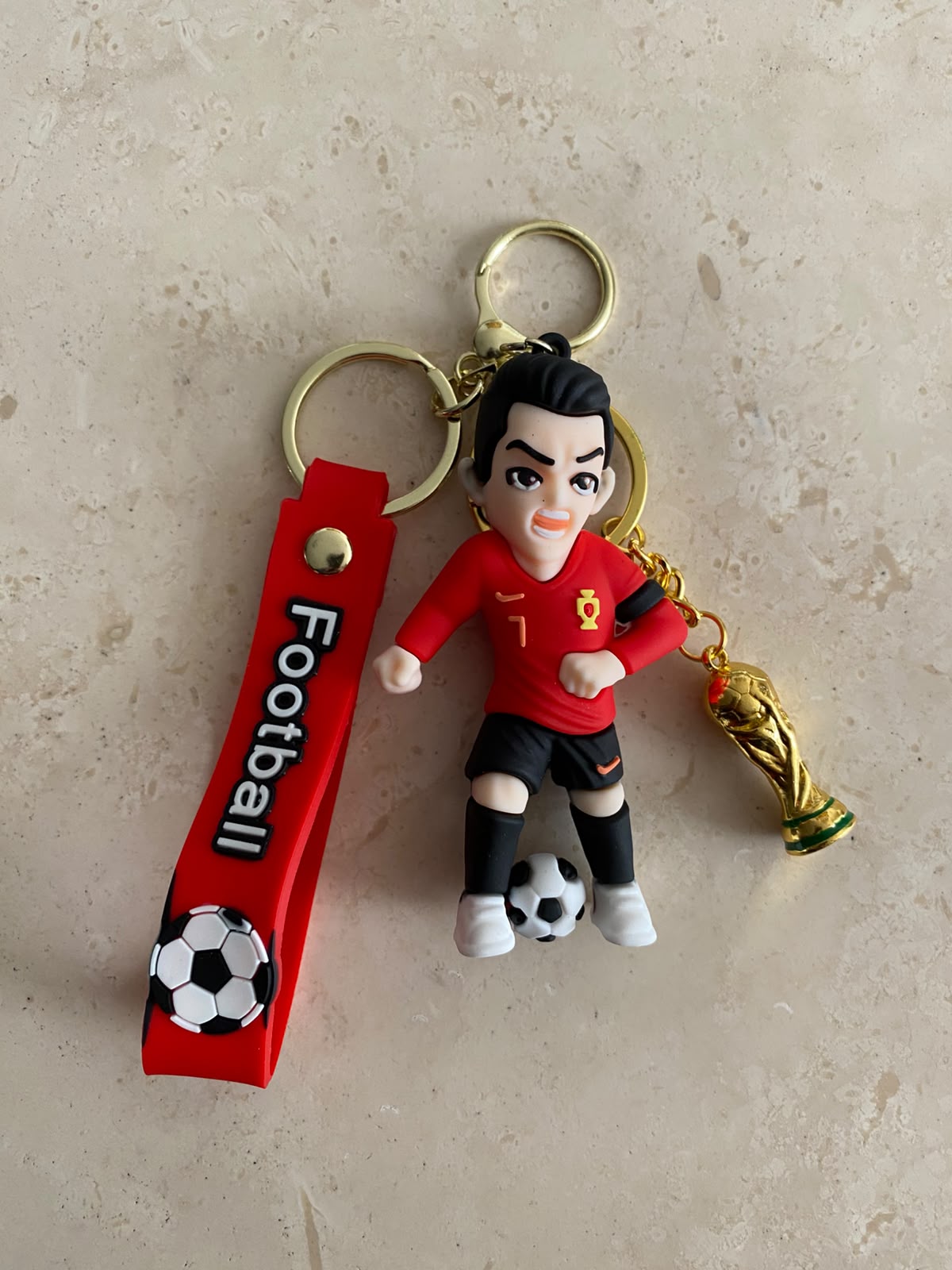 Llavero Cristiano Ronaldo CR7 Bicho con Copa 2 pack