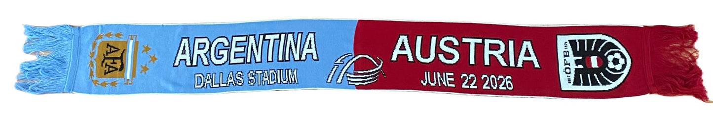Bufanda Futbol Mundial 2026 Partido Argentina vs Austria 22 Junio Dallas