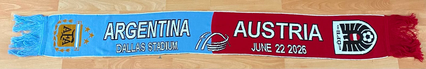 Bufanda Futbol Mundial 2026 Partido Argentina vs Austria 22 Junio Dallas