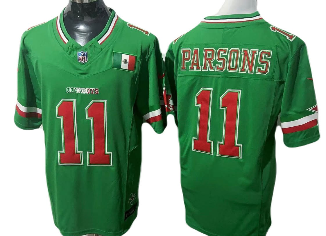 Jersey Bordado Vaqueros Dallas Cowboys Edicion Especial Mexico Green Micah Parsons 11