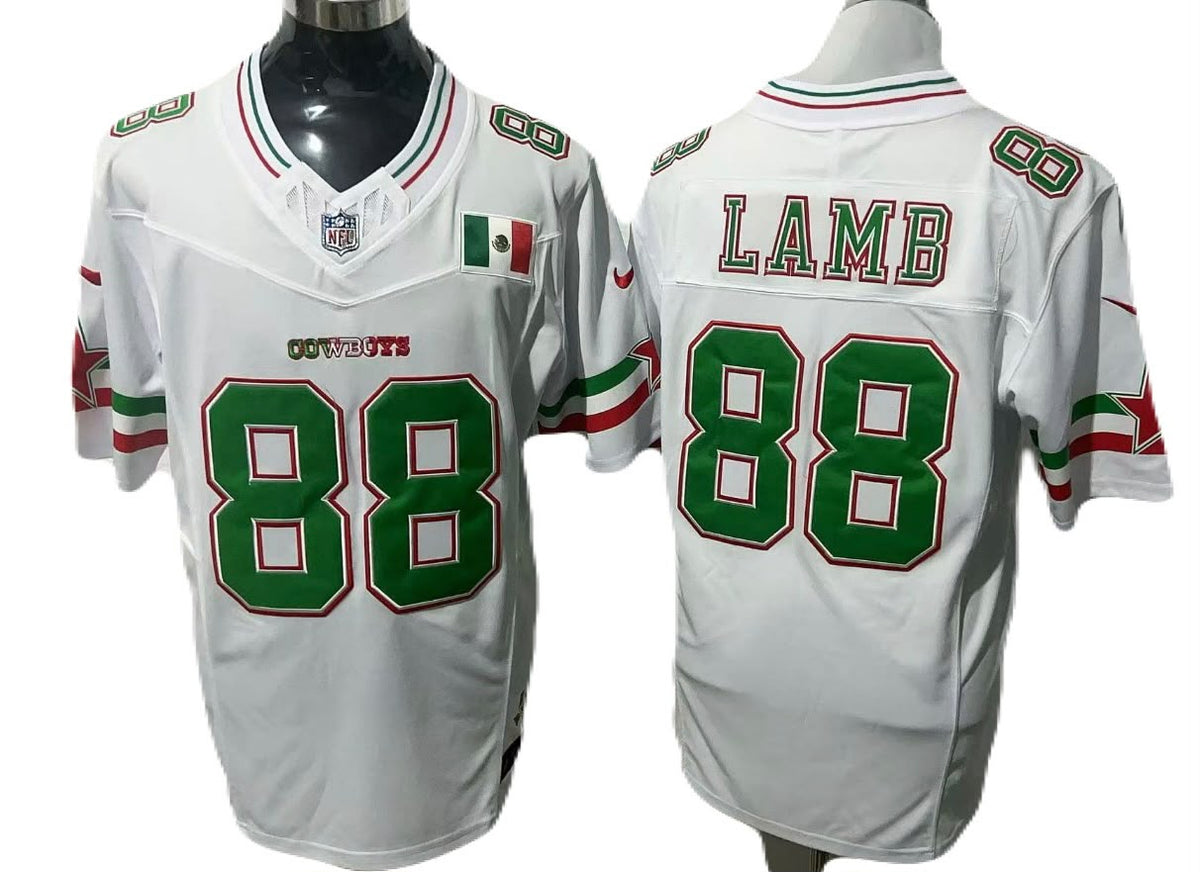 Jersey Bordado Vaqueros Dallas Cowboys Edicion Especial Mexico White CeeDee Lamb 88