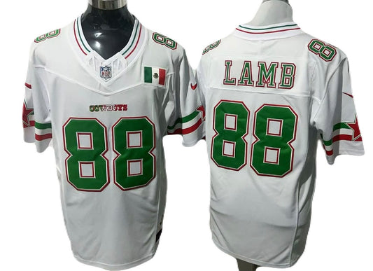 Jersey Bordado Vaqueros Dallas Cowboys Edicion Especial Mexico White CeeDee Lamb 88