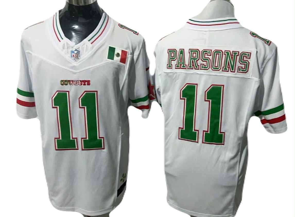 Jersey Bordado Vaqueros Dallas Cowboys Edicion Especial Mexico White Micah Parsons 11
