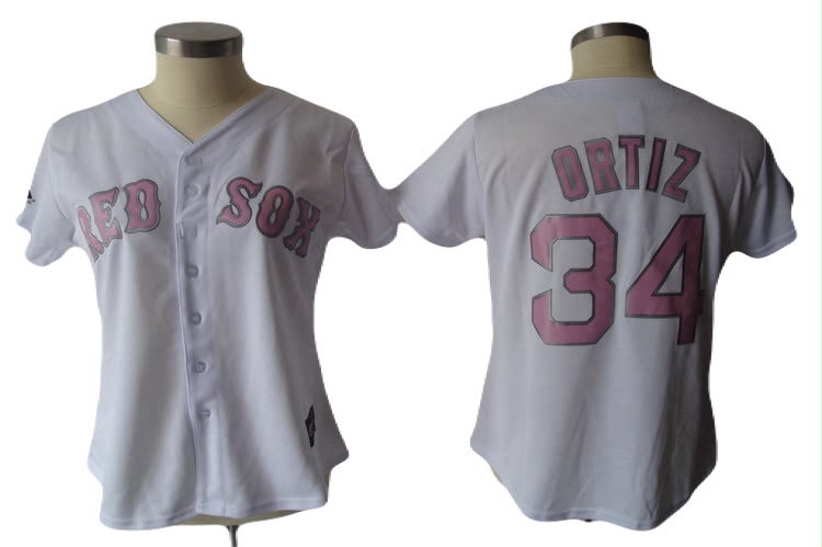 Jersey Bordado Boston Red Soxs Medias Rojas Edicion Especial Mujer Dama White Pink