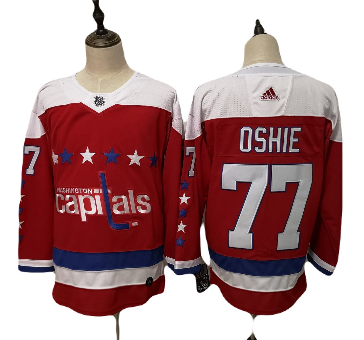 Jersey Hockey Bordado Washington Capitals Edicion Especial Logo Rojo y Blanco