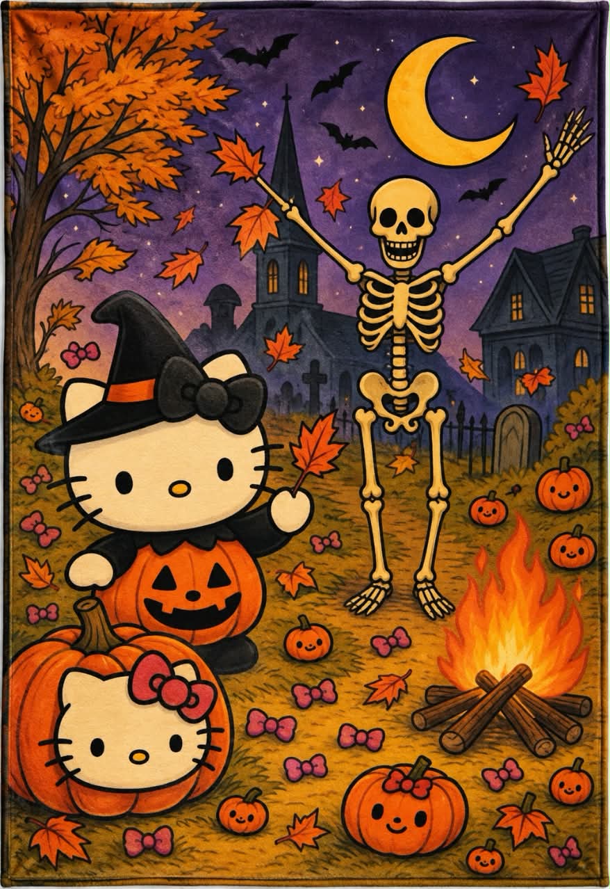Cobija Frazada Ultra Suave Kitty Halloween Brujita