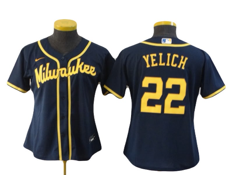 Jersey Bordado Cerveceros Milwakee Brewers Edicion Especial Mujer Dama Navy