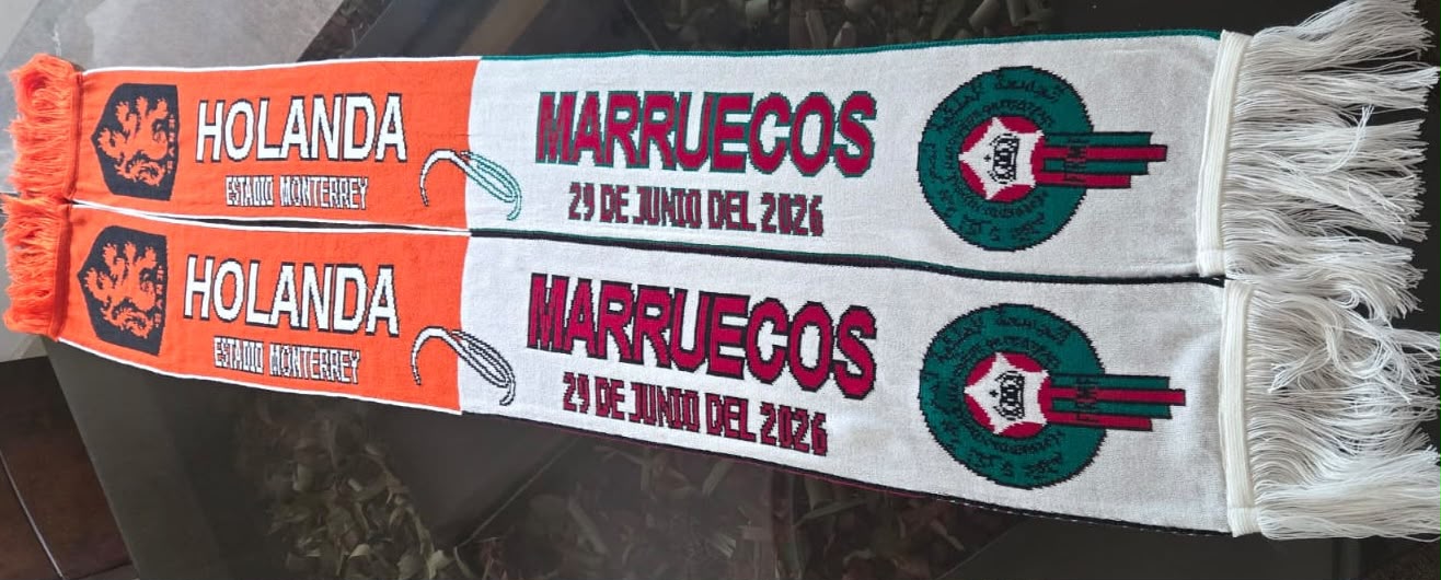 Bufanda Futbol Mundial 2026 Partido Holanda vs Marruecos 29 Jun Monterrey