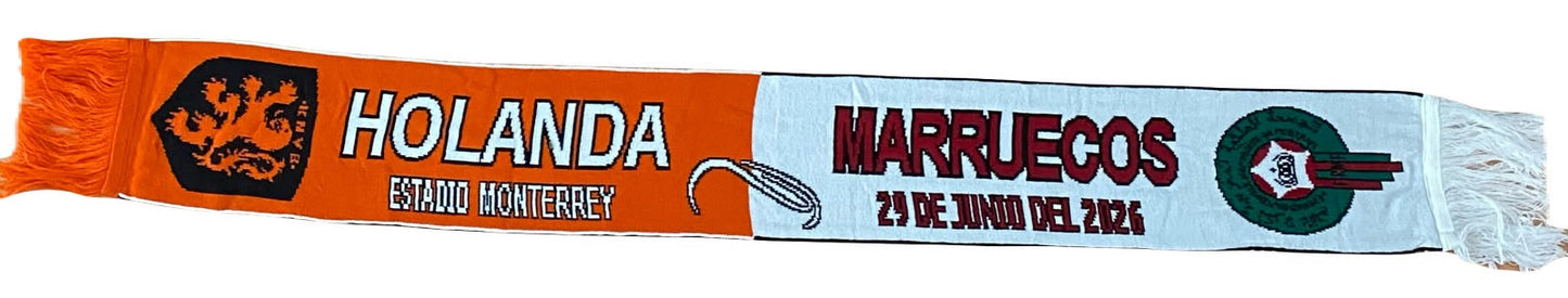Bufanda Futbol Mundial 2026 Partido Holanda vs Marruecos 29 Jun Monterrey