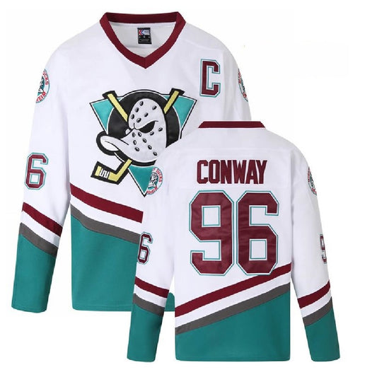 Jersey Hockey Anaheim Mighty Ducks Charlie Conway 96 Blanco