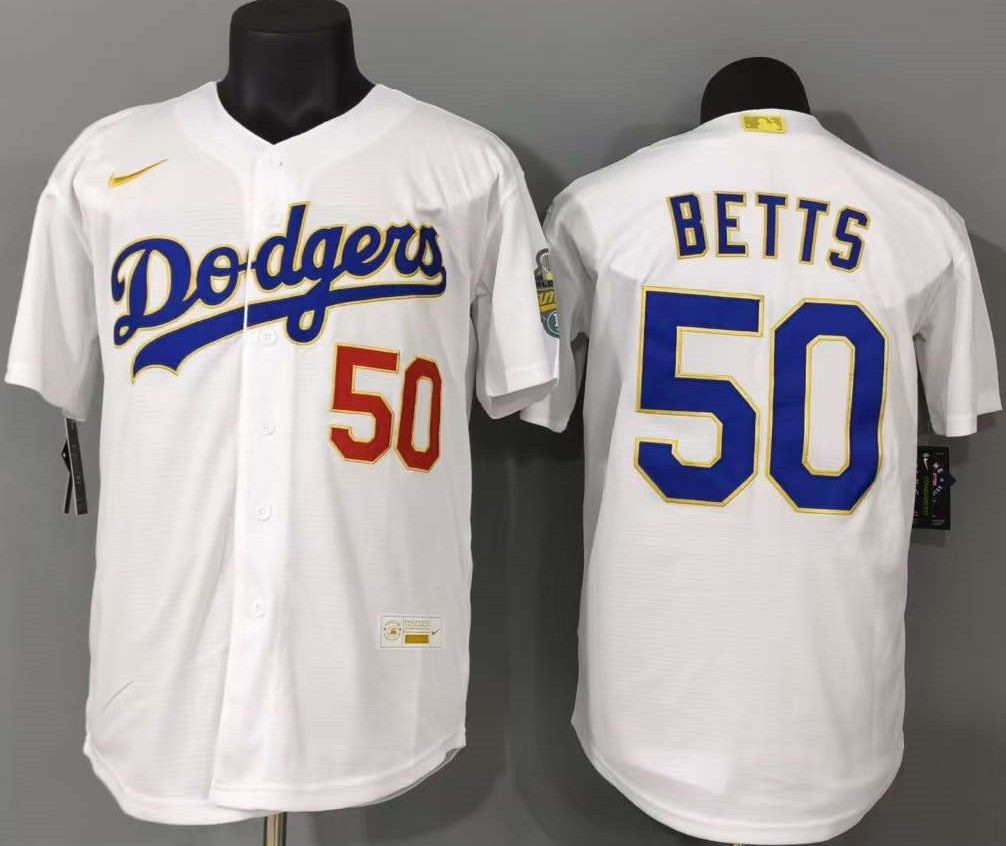 Jersey Bordado Los Angeles Dodgers Edicion Especial Deluxe Blanco