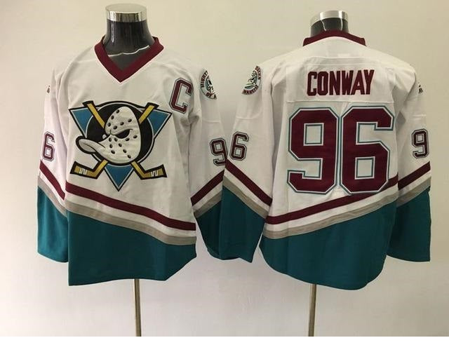 Jersey Hockey Anaheim Mighty Ducks Charlie Conway 96 Blanco